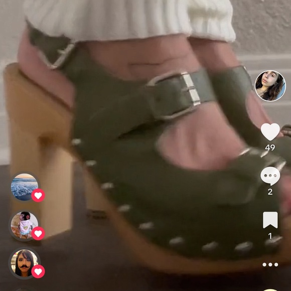 D&G wooden green leather block heel - Picture 5 of 6